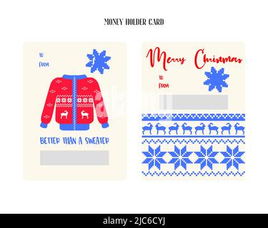 Printable Christmas Money Holder, Gift card, Cash Money Holder template ...