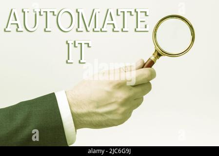 Text caption presenting Automate It. Business concept convert process or facility to be operated automatic equipment. -48170 Stock Photo