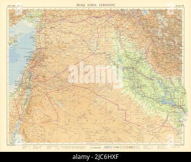 Middle East & Levant. Iraq Syria Lebanon Jordan Israel Arabia. TIMES 1959 map Stock Photo