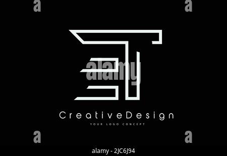 ET E T Letter Logo Design in White Colors. Creative Modern Letters Vector Icon Logo Illustration. Stock Vector