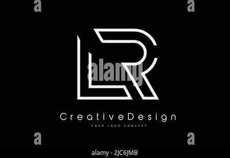 LR Letter Logo Design in Black White. Creative Modern Letters Vector Icon Logo Illustration. Stock Vector