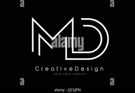 MD M D Letter Logo Design in White Colors. Creative Modern Letters Vector Icon Logo Illustration. Stock Vector