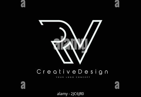 RV R V Letter Logo Design in White Colors. Creative Modern Letters Vector Icon Logo Illustration. Stock Vector