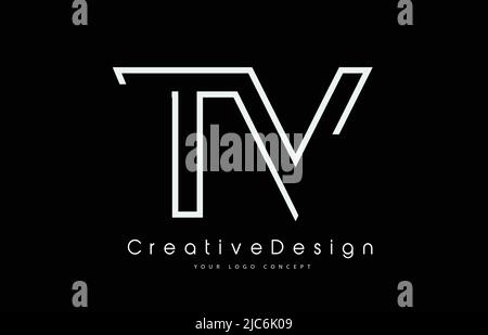 TV T V Letter Logo Design in White Colors. Creative Modern Letters Vector Icon Logo Illustration. Stock Vector