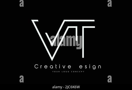 VT V T Letter Logo Design in White Colors. Creative Modern Letters Vector Icon Logo Illustration. Stock Vector