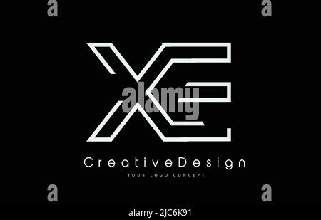 XE X E Letter Logo Design in White Colors. Creative Modern Letters Vector Icon Logo Illustration. Stock Vector