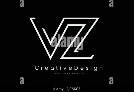 VZ V Z Letter Logo Design in White Colors. Creative Modern Letters Vector Icon Logo Illustration. Stock Vector