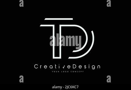 TD T D Letter Logo Design in White Colors. Creative Modern Letters Vector Icon Logo Illustration. Stock Vector