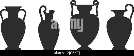 Vase silhouettes set. Various antique ceramic vases. Ancient greek jars ...