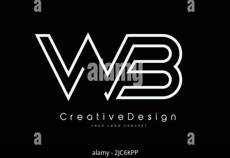 WB W B Letter Logo Design in White Colors. Creative Modern Letters Vector Icon Logo Illustration. Stock Vector