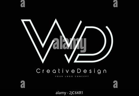 WD W D Letter Logo Design in White Colors. Creative Modern Letters Vector Icon Logo Illustration. Stock Vector