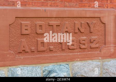 East Lansing MI - May 14, 2022: Masonry plague for the Old Botany building Stock Photo