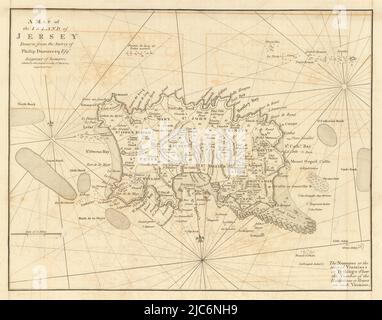 A map of the Island of Jersey by John CARY / Dumaresq. Channel Islands 1806 Stock Photo