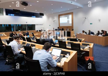 Brussels, Belgium. 10th June, 2022. Illustration picture taken during a session of a special commission on the Independent State of Congo and the Belgian colonial past (Congo, Rwanda and Burundi) at the Federal Parliament in Brussels, Friday 10 June 2022. BELGA PHOTO JULIETTE BRUYNSEELS Credit: Belga News Agency/Alamy Live News Stock Photo