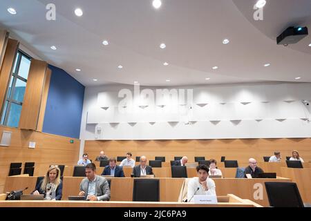 Brussels, Belgium. 10th June, 2022. Illustration picture taken during a session of a special commission on the Independent State of Congo and the Belgian colonial past (Congo, Rwanda and Burundi) at the Federal Parliament in Brussels, Friday 10 June 2022. BELGA PHOTO JULIETTE BRUYNSEELS Credit: Belga News Agency/Alamy Live News Stock Photo