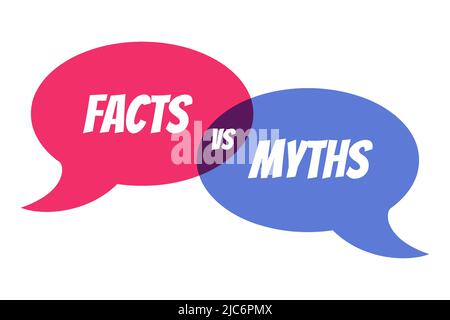 Myths vs facts Vector illustration on white background Thin line speech bubbles with facts and myths Speech bubble icons Concept of thorough fact-chec Stock Vector