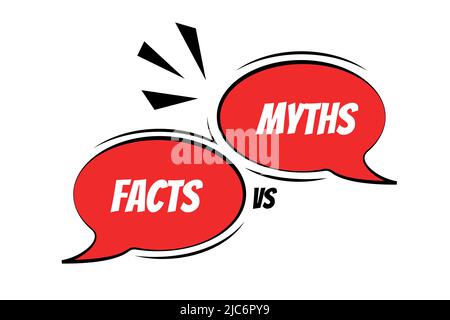 Myths vs facts Vector illustration on white background Thin line speech bubbles with facts and myths Speech bubble icons Concept of thorough fact-chec Stock Vector