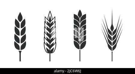 Different gain wheat barley symbols farming vector illustration icon set Stock Vector