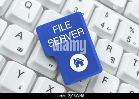 Handwriting text File Server. Word Written on device which controls access to separately stored data -48996 Stock Photo