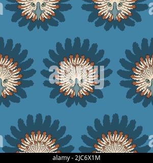 Seamless pattern with eagle head and feathers. Abstract color vector background. Stock Vector