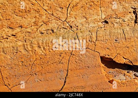Dry and cracked soil surface detail Stock Photo