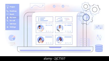 HRIS Human Resources Information System acronym HR web business office innovative interface concept Vector illustration Employee data Recruitment Trai Stock Vector