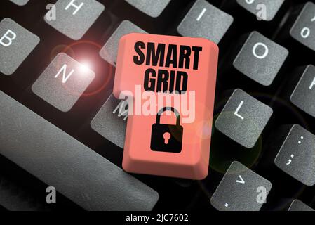 Sign displaying Smart Grid. Word for includes of operational and energy measures including meters -48553 Stock Photo
