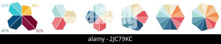 Hexagonal or triangular shapes arranged on circle, forming quartz crystal like object, can be used as infographics element Stock Vector