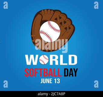World Softball Day on June 13 brochure flyer banner design horizontal template vector, cover presentation abstract, modern publication poster Stock Vector