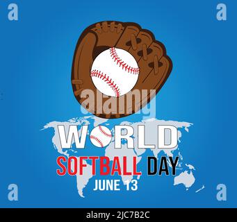 World Softball Day on June 13 brochure flyer banner design horizontal template vector, cover presentation abstract, modern publication poster Stock Vector