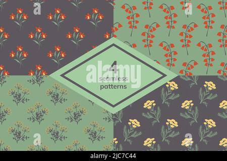Seamless vector decorative floral patterns Stock Vector
