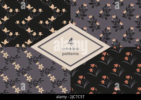 Seamless vector decorative floral patterns Stock Vector