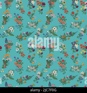 USA state flowers seamless decorative pattern Stock Vector