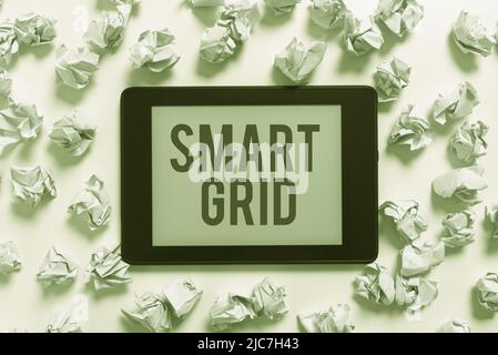 Text caption presenting Smart Grid. Word for includes of operational and energy measures including meters -47882 Stock Photo