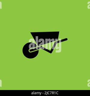 Wheelbarrow icon isolated on Yellow Background. Construction Concept. - Vector . Vector illustration Stock Vector