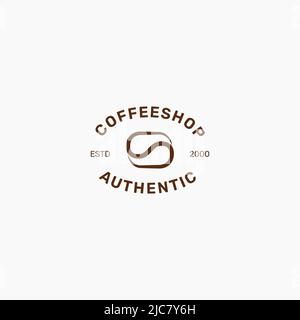 Coffee shop logo or coffee bean cafe icon design template. Vector illustration of coffee beans for coffee shop or cafe. Stock Vector
