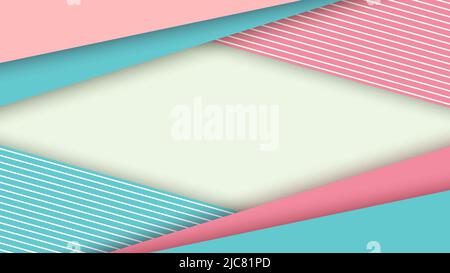 Abstract summer template geometric stripes pattern overlapping on white background. Vector illustration Stock Vector