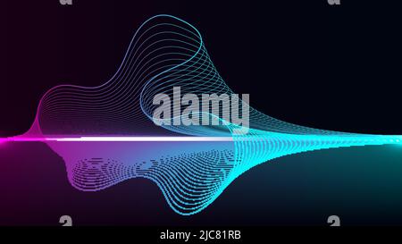 Abstract dynamic wavy lines neon color lighting elements on black background technology digital futuristic style. Vector illustration Stock Vector