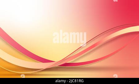 Abstract red and yellow wave lines on blurred background. Vector illustration Stock Vector