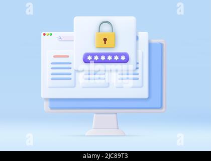 3d Password security access website notice Stock Vector