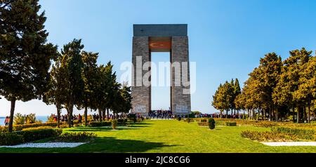 CANAKKALE, TURKEY - MARCH 26, 2022: Canakkale Martyrs' Memorial in Canakkale Strait (Dardanelles). Stock Photo