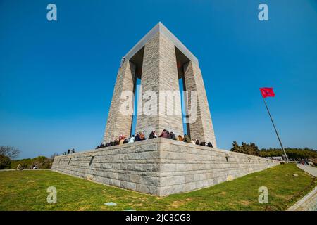 CANAKKALE, TURKEY - MARCH 26, 2022: Canakkale Martyrs' Memorial in Canakkale Strait (Dardanelles). Stock Photo