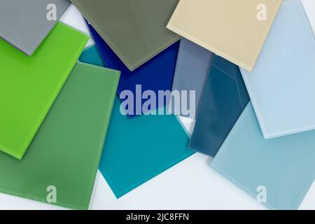 Colored glass samples, Warm colors palette, interior design, decorative ...