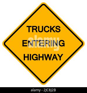 Trucks Entering Highway Traffic Road Symbol Sign Isolate on White Background,Vector Illustration Stock Vector