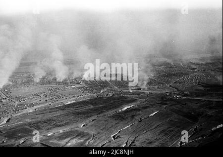 bomb hit documentation after German Airforce bomb air  attack during world war 2 in September 1942 in the area of Donezk - Luhansk, Ukraine Stock Photo