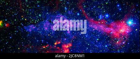 star particle motion on black background, starlight nebula in galaxy at universe Space background. This image furnished by NASA Stock Photo