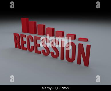 3D render illustration of declining bar graph indicating economic slowdown and recession Stock Photo