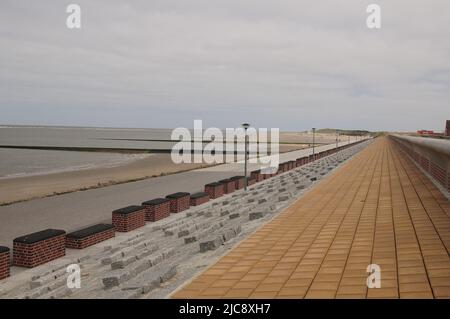 No People On The Beach Promenade Baltrum Island East Frisia Germany On An Overcast Spring Day Stock Photo