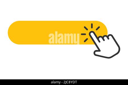 Click here icon in flat style. Pointer clicking vector illustration on isolated background. Web button sign business concept. Stock Vector