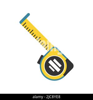 Measuring tape icon in flat style. Measure equipment vector illustration on isolated background. Yardstick sign business concept. Stock Vector